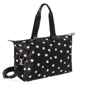 Alice + Olivia Fabfitfun Duffel Bag Black Daisy Floral Weekender Shoulder Straps